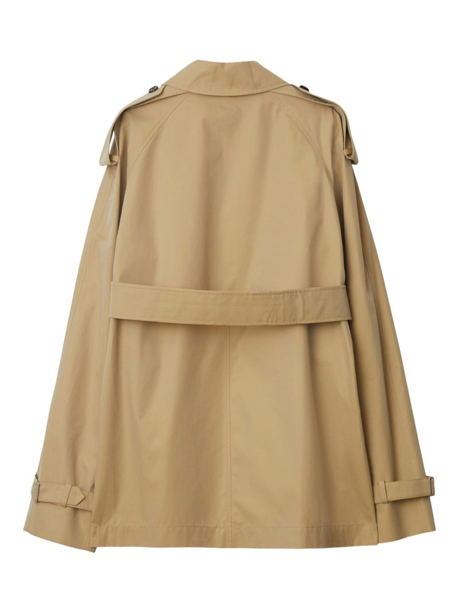 Burberry Beige Cotton Trench Coat Belted Waist Double Breasted For Women Timeless Classic Outerwear