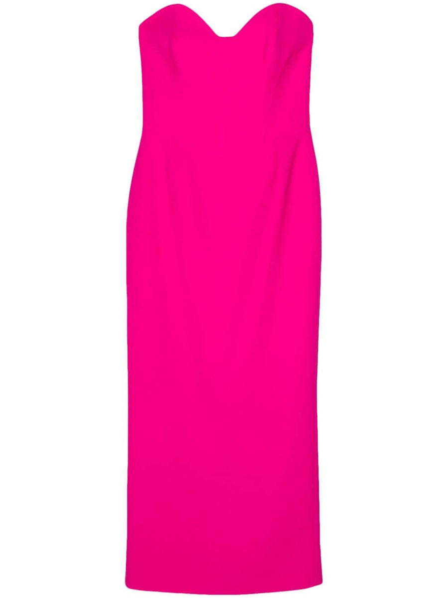 Paloma Pencil Midi Dress Strapless Boned Bodice Sweetheart Neckline Fuxia Crepe The New Arrivals By Ilkyaz Ozel For Women