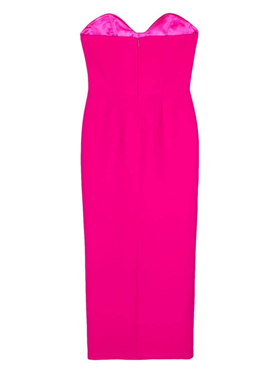 Paloma Pencil Midi Dress Strapless Boned Bodice Sweetheart Neckline Fuxia Crepe The New Arrivals By Ilkyaz Ozel For Women