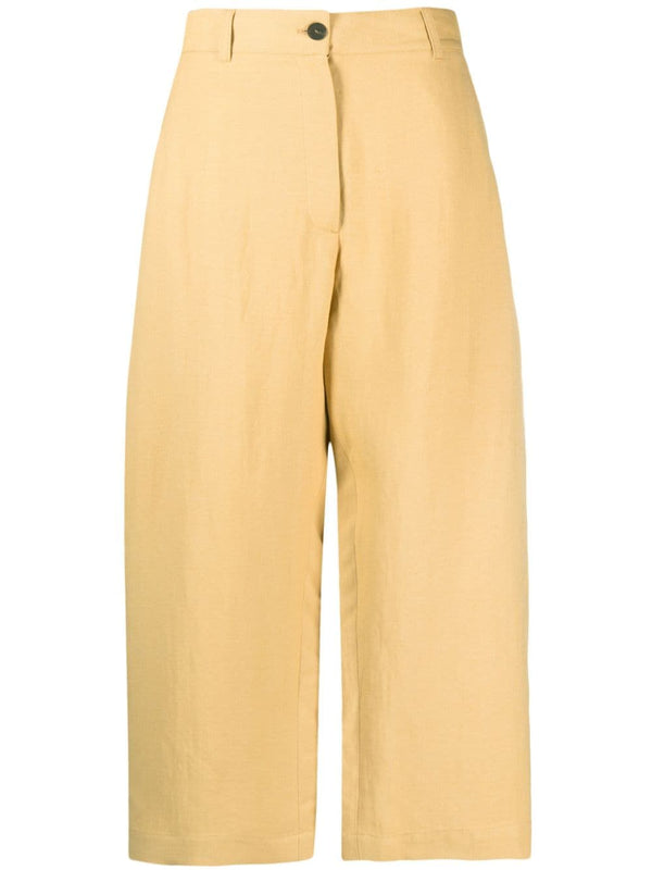 Wide Leg Cropped Cotton Trousers Studio Nicholson For Women Beige Tailored Versatile Style