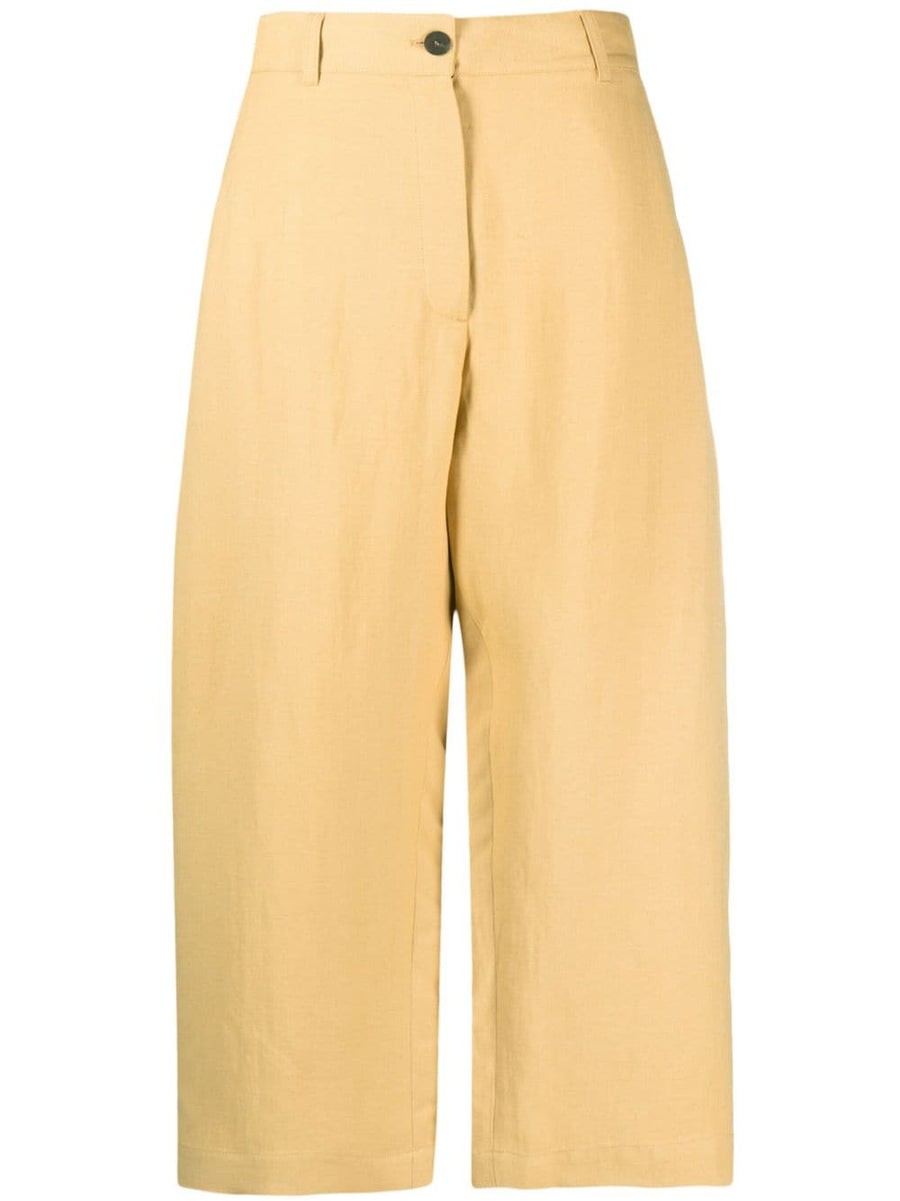 Wide Leg Cropped Cotton Trousers Studio Nicholson For Women Beige Tailored Versatile Style