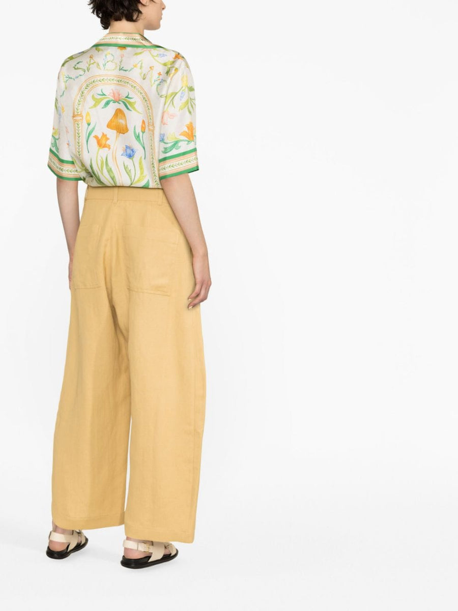 Wide Leg Cropped Cotton Trousers Studio Nicholson For Women Beige Tailored Versatile Style