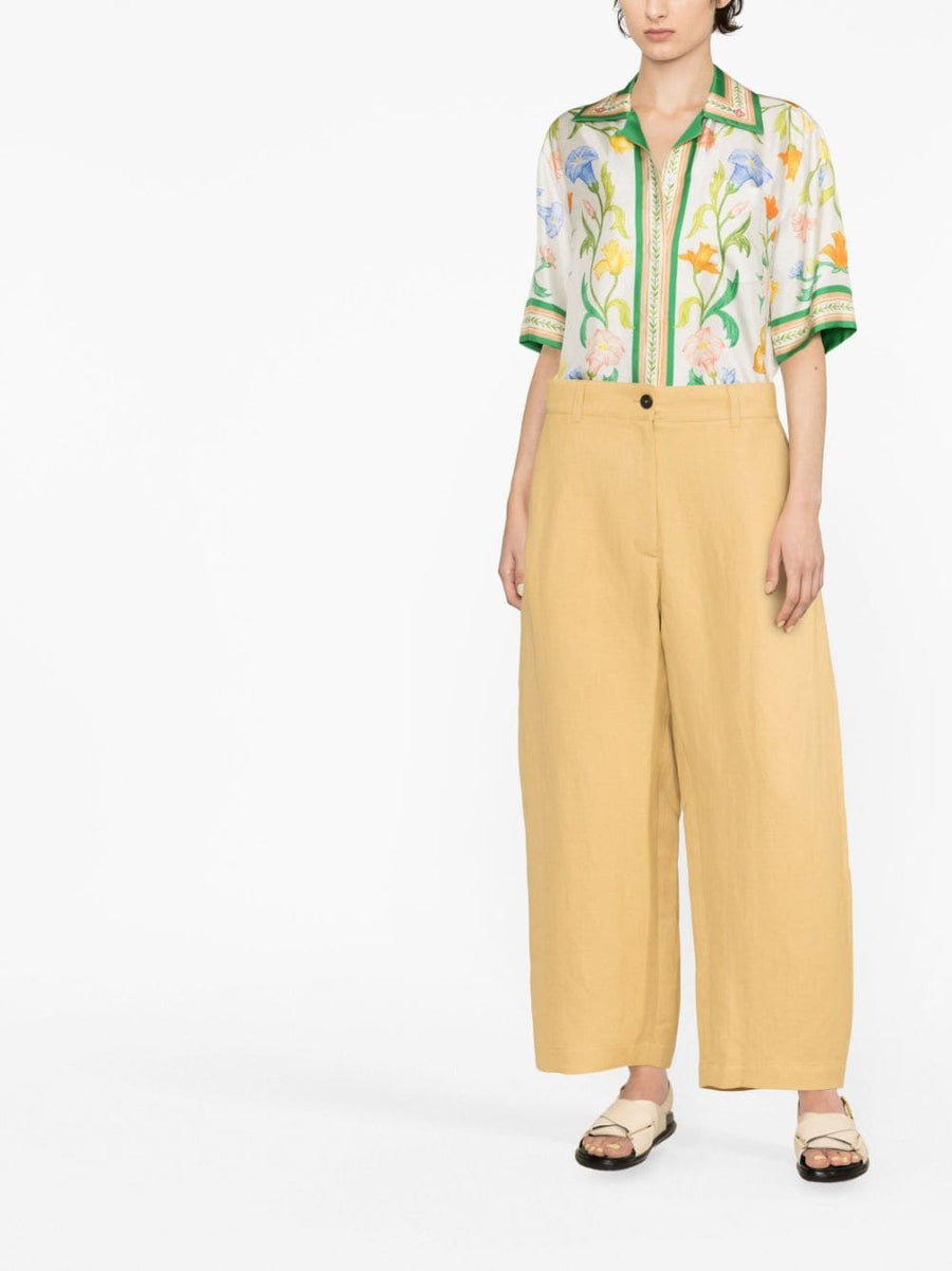 Wide Leg Cropped Cotton Trousers Studio Nicholson For Women Beige Tailored Versatile Style
