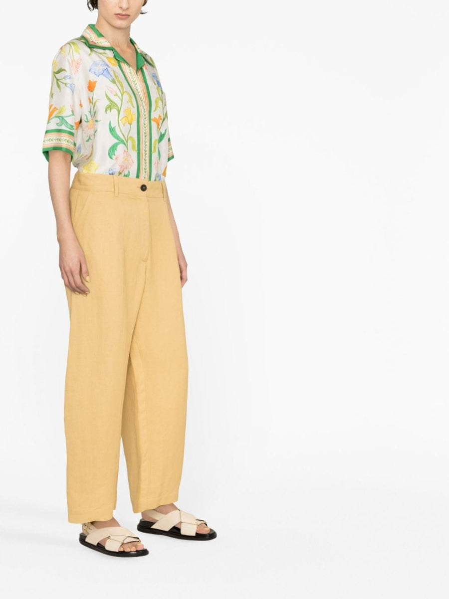 Wide Leg Cropped Cotton Trousers Studio Nicholson For Women Beige Tailored Versatile Style