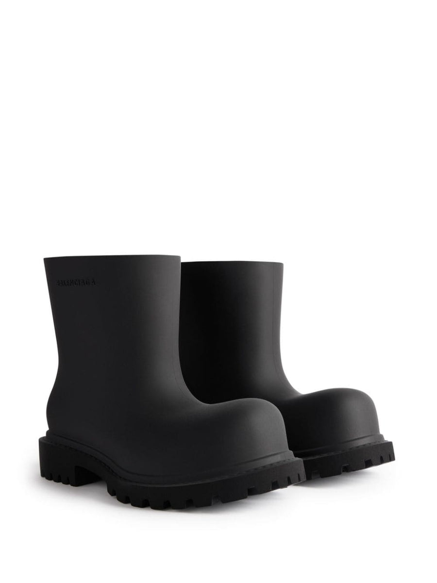Balenciaga Steroid Rubber Ankle Boots Logo Embossed Bold Men