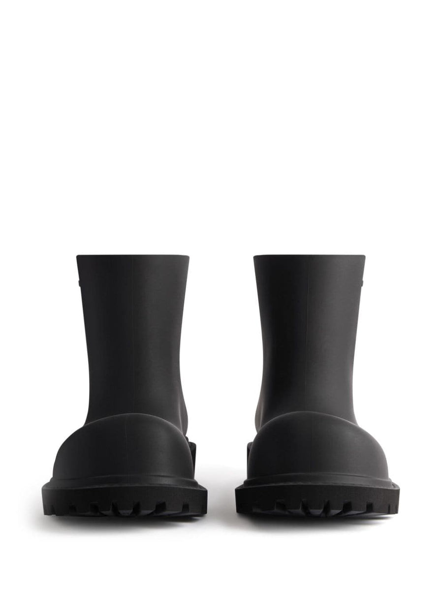 Balenciaga Steroid Rubber Ankle Boots Logo Embossed Bold Men