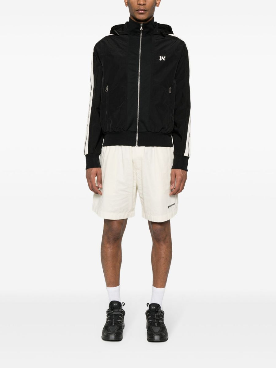 Palm Angels QR Code Front Zip Monogram Track Jacket For Men Black Ecru Luxury Streetwear