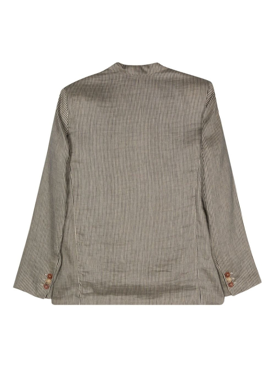 Alysi Striped Linen Blend Single Breasted Jacket For Women Polished Versatile Workwear