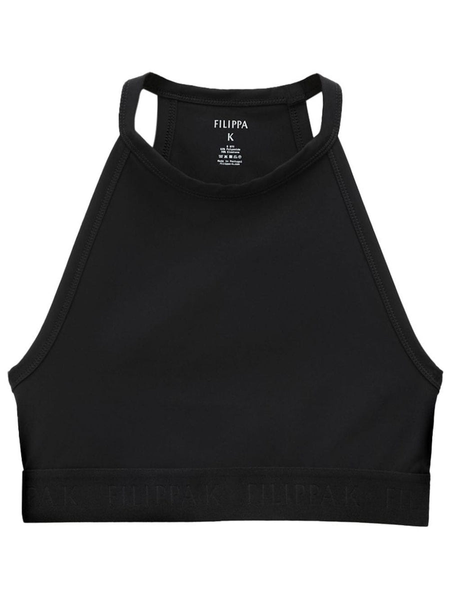 Filippa K Sports Bra High Neck Racerback Black Nylon Blend For Women Premium Supportive Everyday Activewear