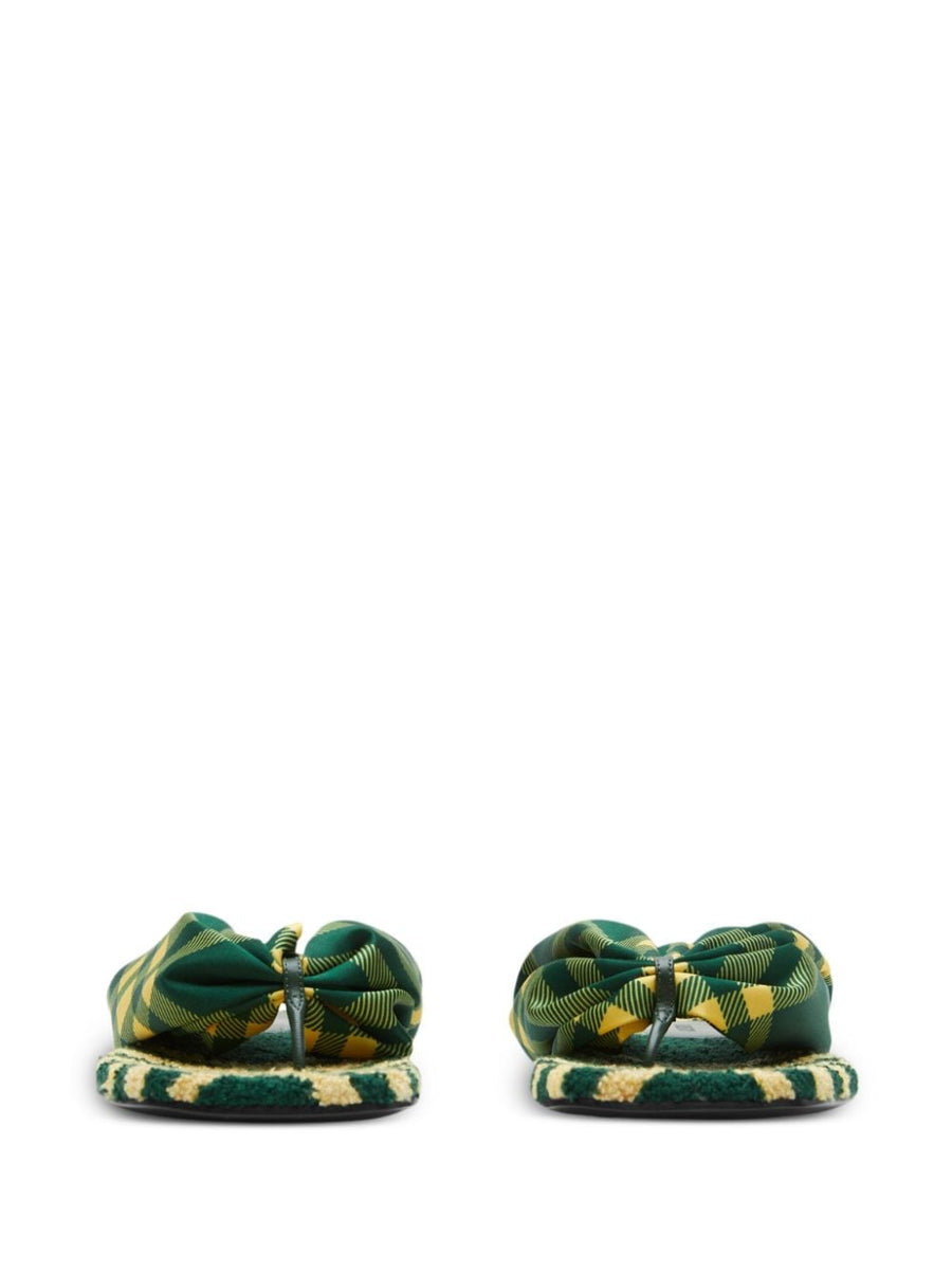 Burberry Check Pool Slides For Women Premium Branded Footbed Open Toe Fern Green Citron Yellow Pattern
