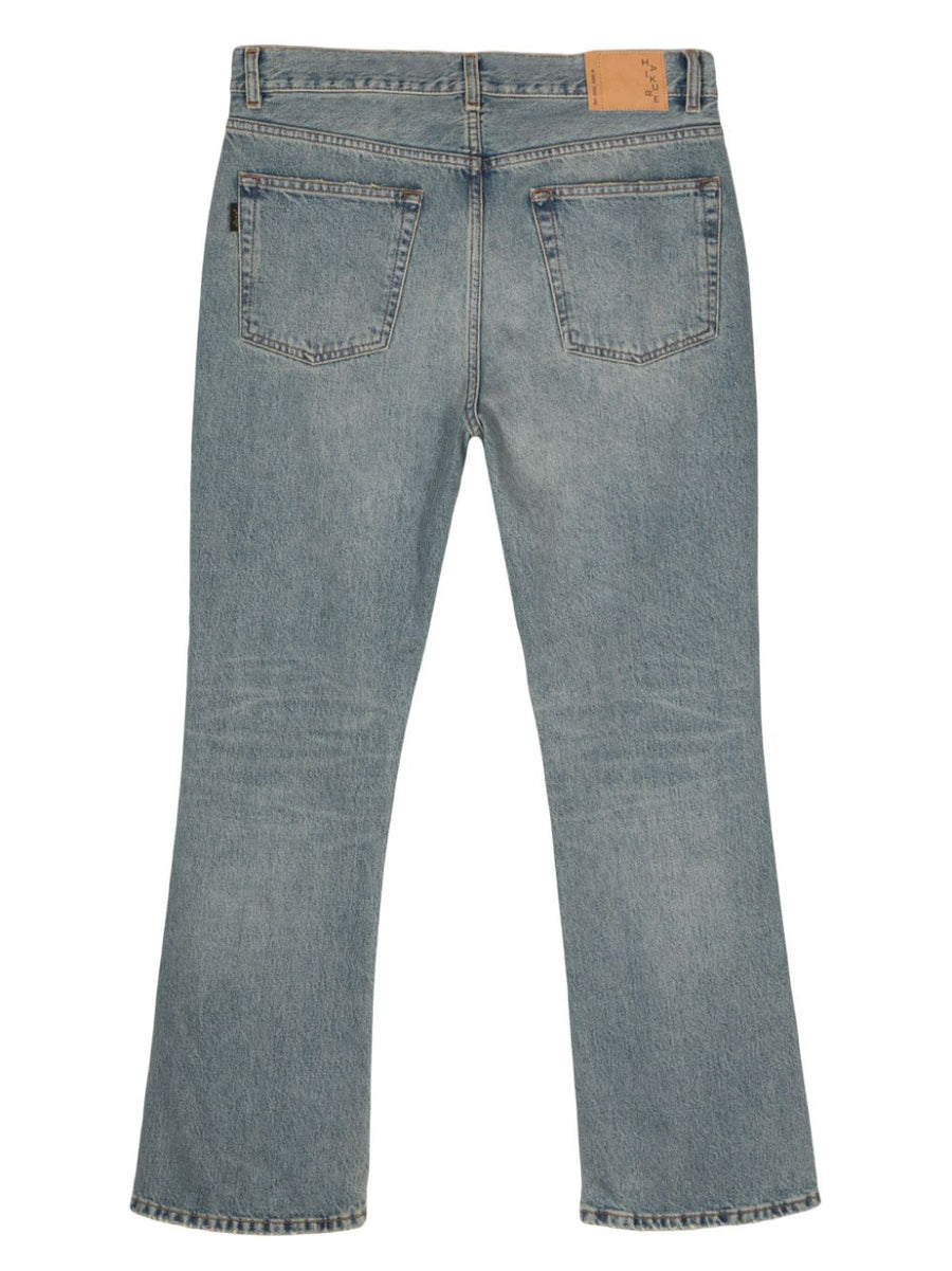 Haikure Conscious Criteria Straight Leg Denim Jeans For Men Light Blue 100 Percent Cotton Distressed Finish