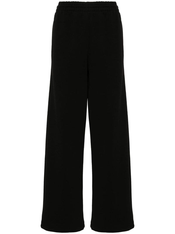 Premium Wardrobe.NYC Track Pants Black Ribbed Knit With Adjustable Waist And Zip Pockets For Women