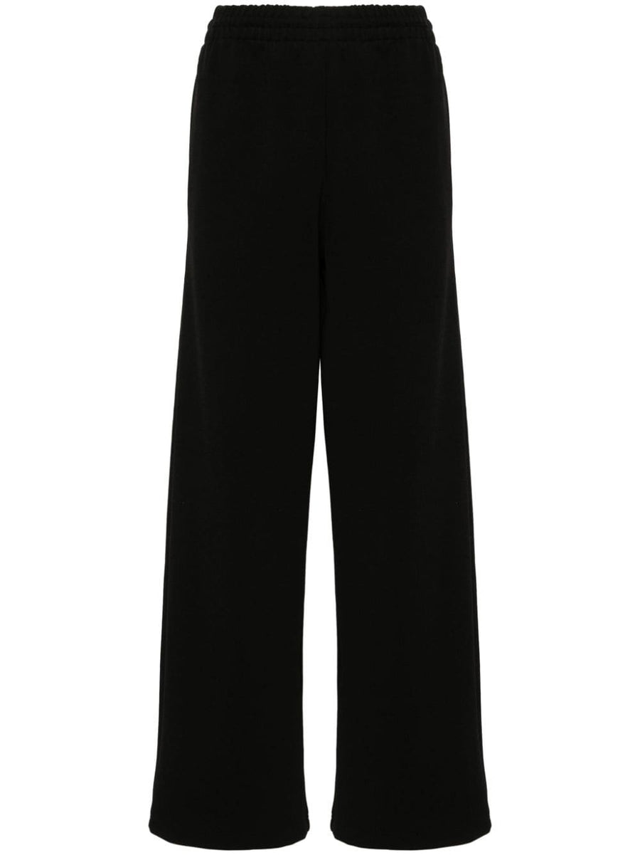 Premium Wardrobe.NYC Track Pants Black Ribbed Knit With Adjustable Waist And Zip Pockets For Women