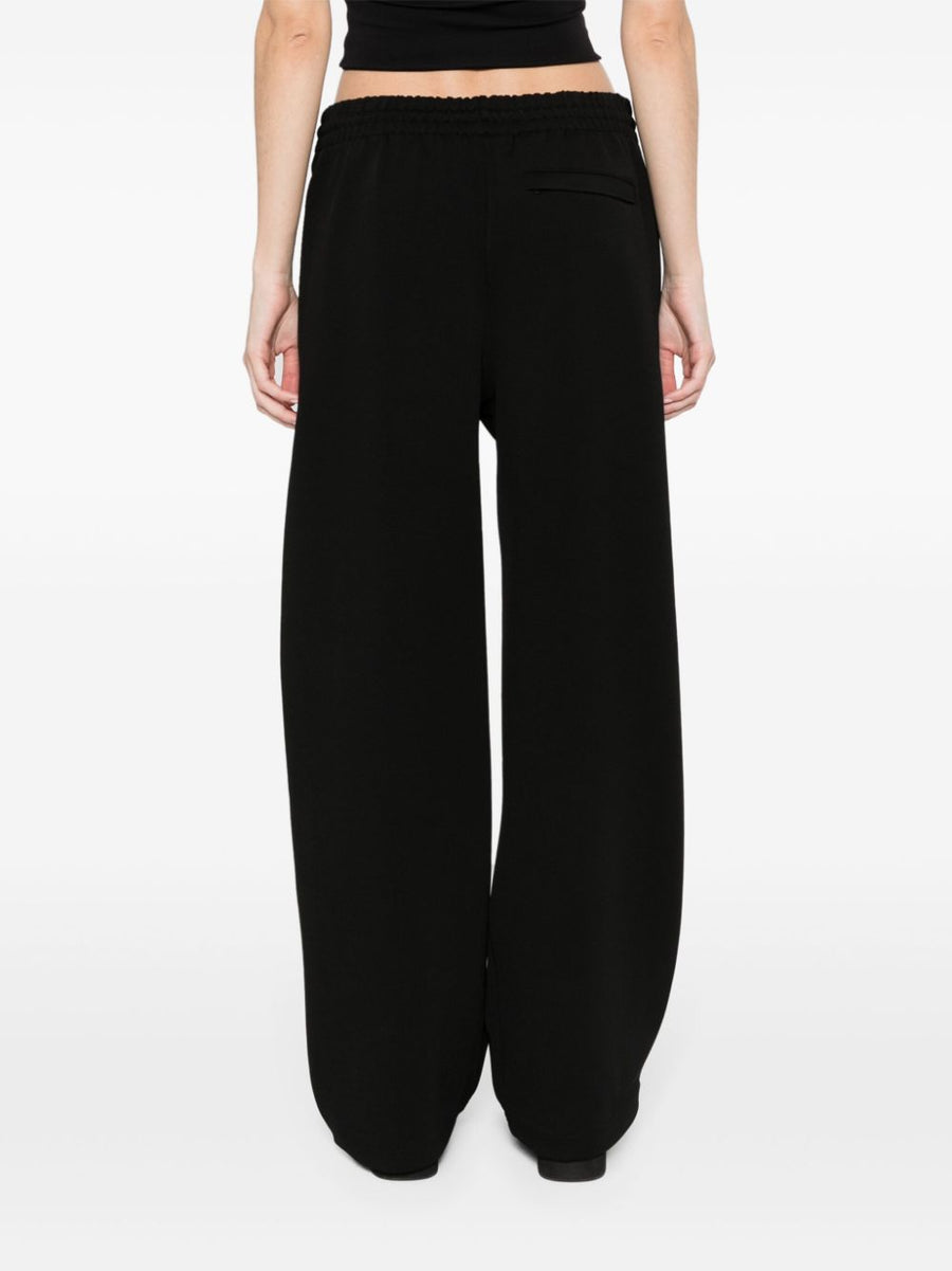 Premium Wardrobe.NYC Track Pants Black Ribbed Knit With Adjustable Waist And Zip Pockets For Women