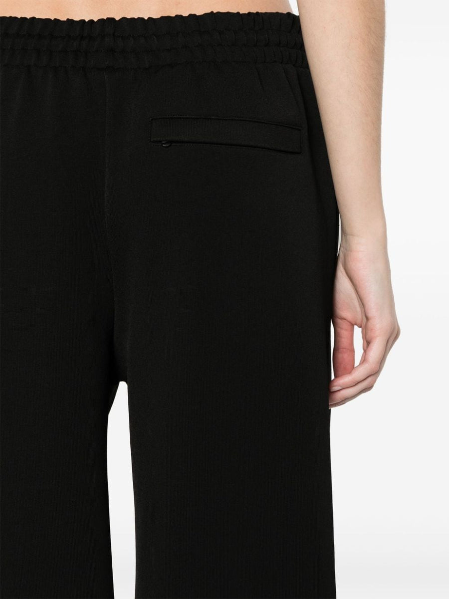 Premium Wardrobe.NYC Track Pants Black Ribbed Knit With Adjustable Waist And Zip Pockets For Women