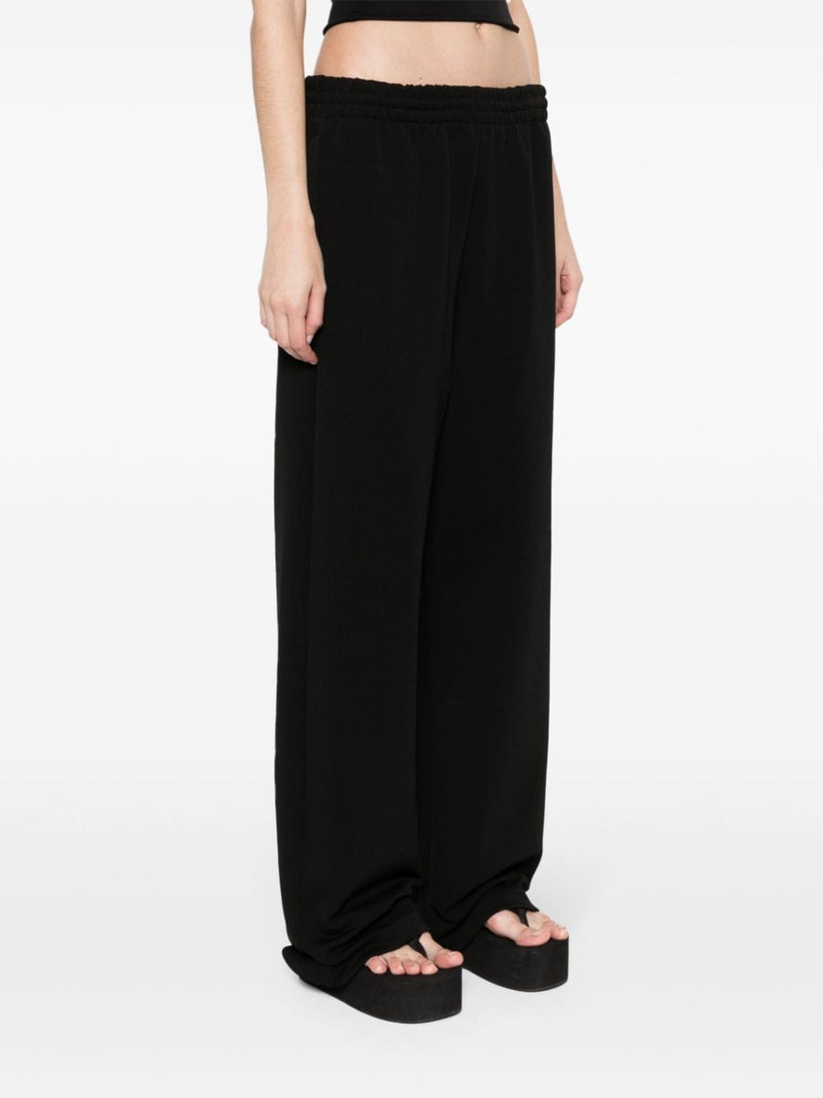 Premium Wardrobe.NYC Track Pants Black Ribbed Knit With Adjustable Waist And Zip Pockets For Women