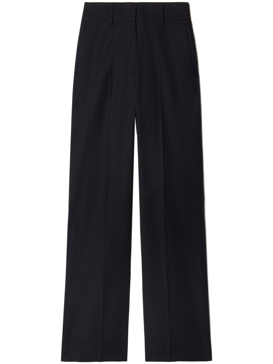 Off White Wool Formal Trousers Black For Women Premium Tailored High Waisted With Embroidered Logo Office Wear