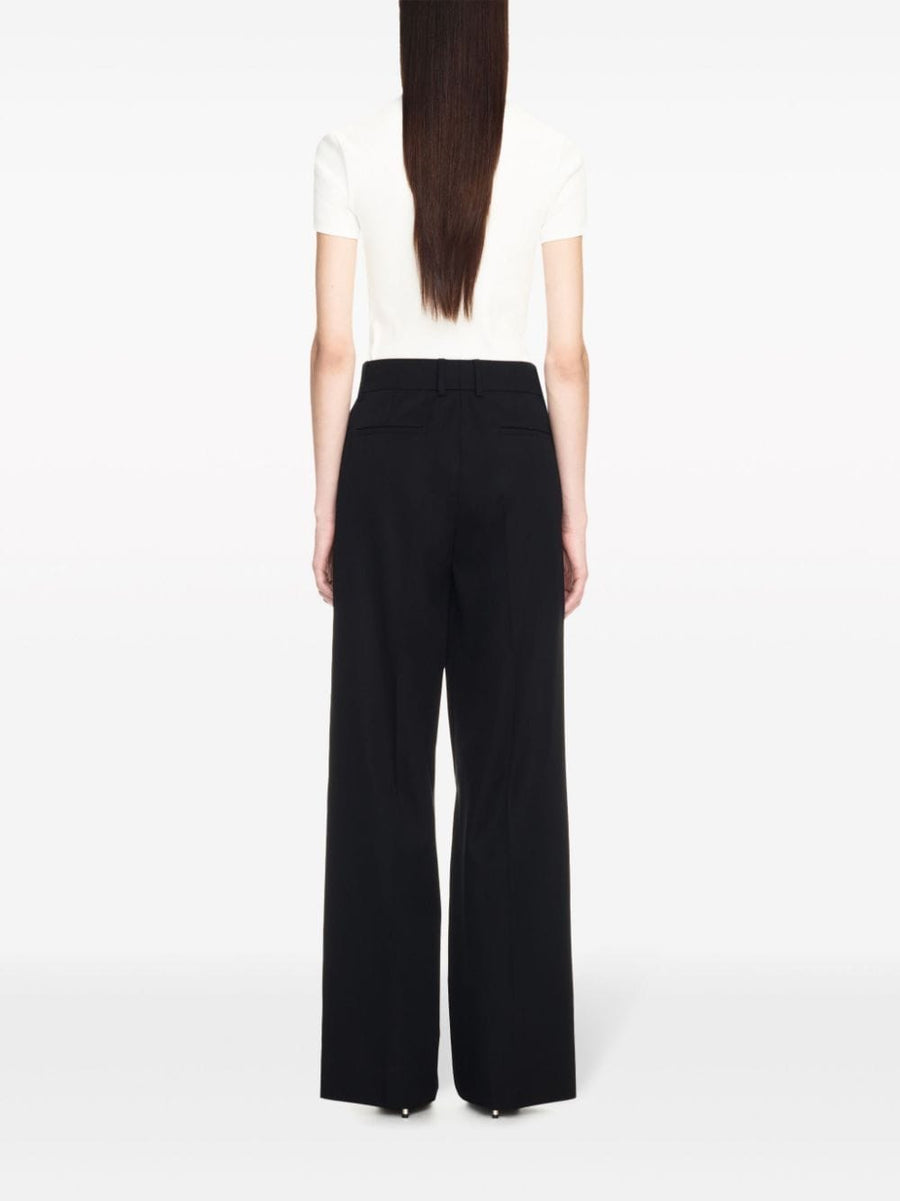 Off White Wool Formal Trousers Black For Women Premium Tailored High Waisted With Embroidered Logo Office Wear