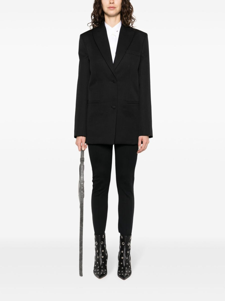 Off White Virgin Wool Blazer For Women Single Breasted With Peak Lapel Embroidered Cuff Tailored Luxury