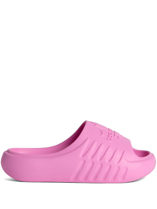 Dsquared2 Rubber Slide Pink for Women With Logo Embossed Maple Leaf Motif and Moulded Footbed