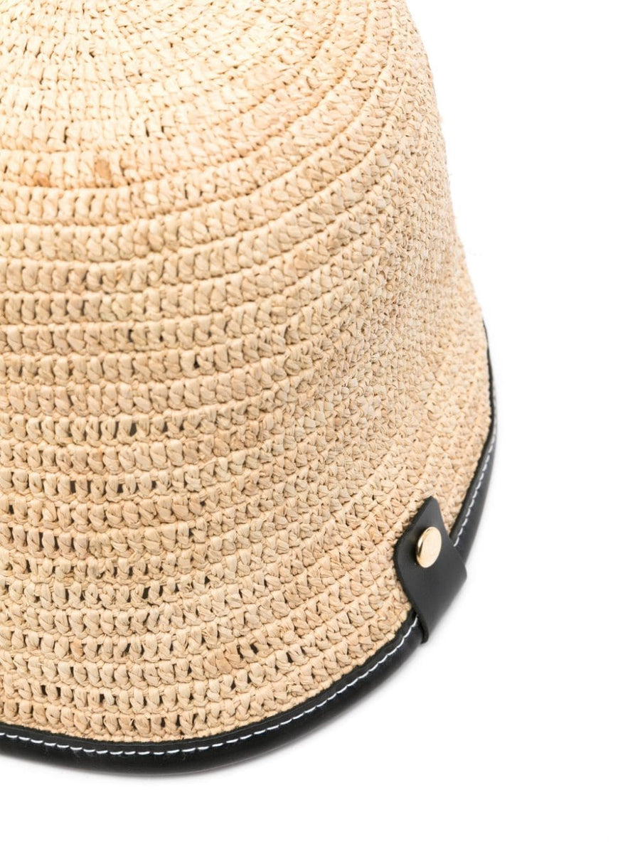 Jacquemus Le Bob Soli Raffia Bucket Hat For Women Leather Patch Wide Brim Luxury Summer Accessory