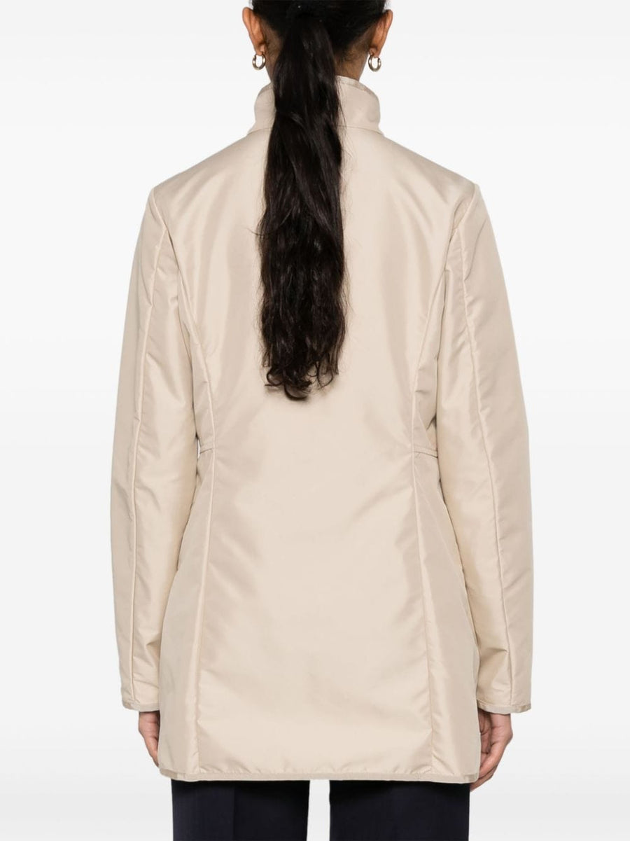 Fay Virginia Coat Overcoat For Women Water Repellent Beige With Stand Up Collar And Grosgrain Trim