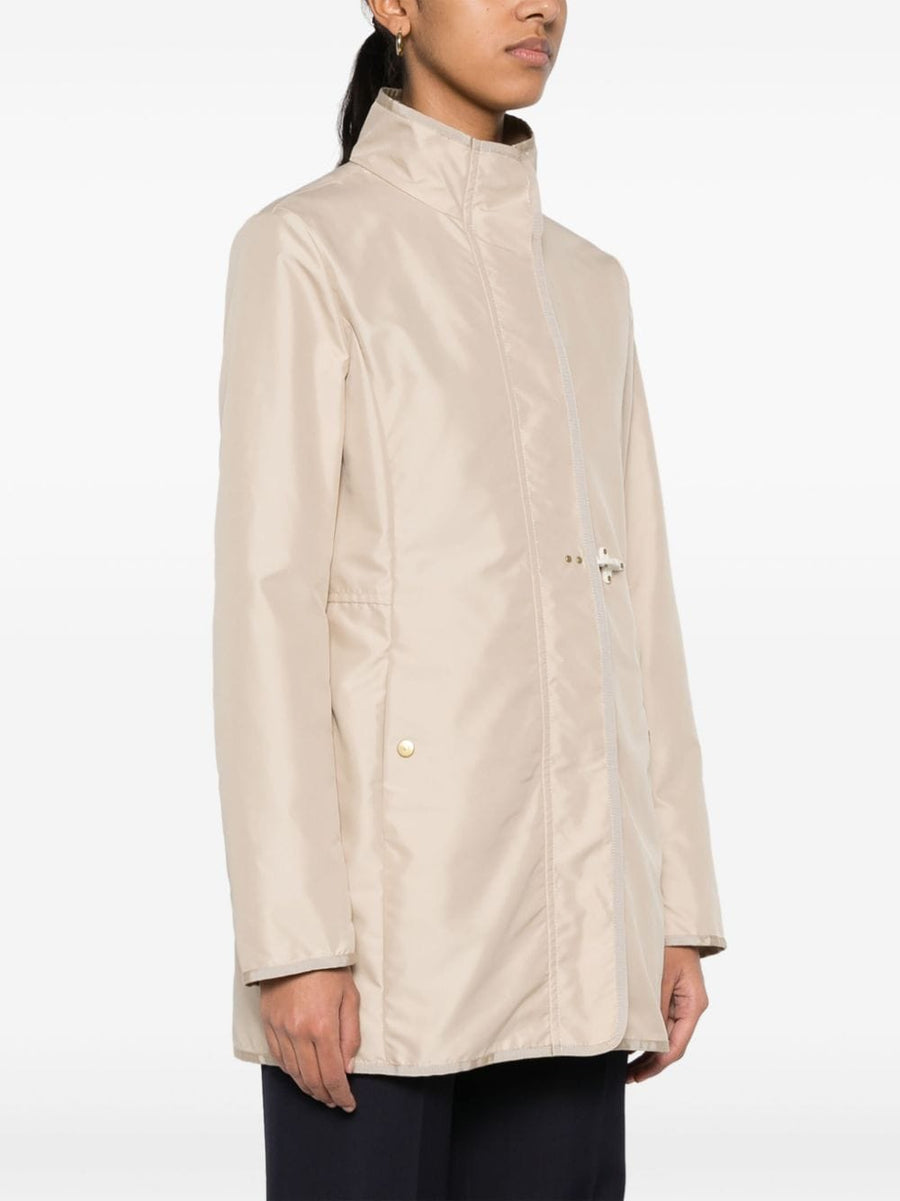 Fay Virginia Coat Overcoat For Women Water Repellent Beige With Stand Up Collar And Grosgrain Trim