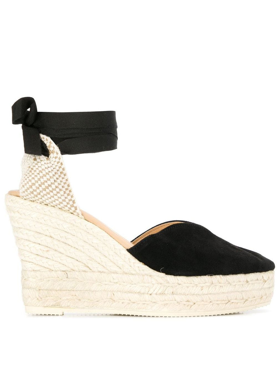 Manebí Hamptons Suede Heart Shaped Wedge Espadrilles For Women With Wrap Tie Ankle