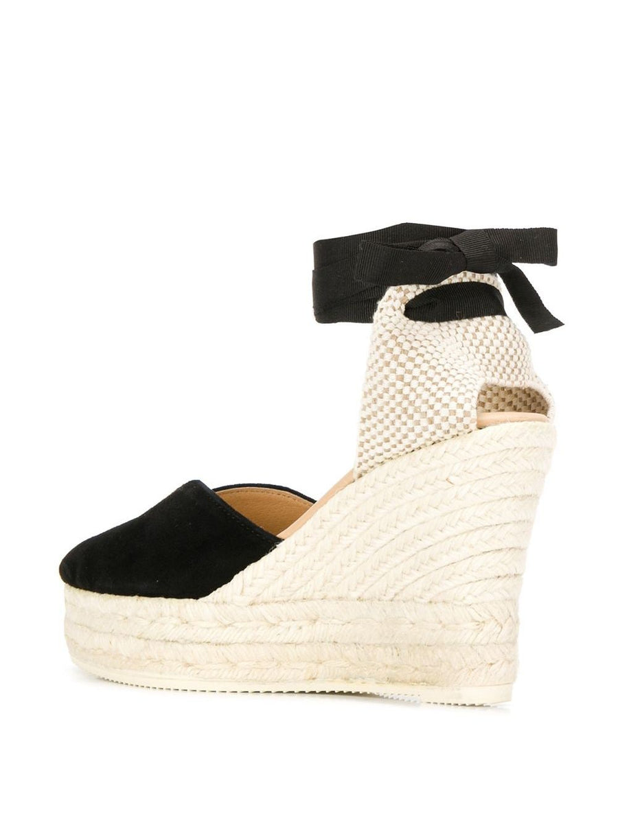 Manebí Hamptons Suede Heart Shaped Wedge Espadrilles For Women With Wrap Tie Ankle