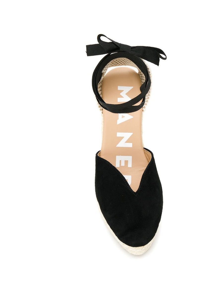 Manebí Hamptons Suede Heart Shaped Wedge Espadrilles For Women With Wrap Tie Ankle