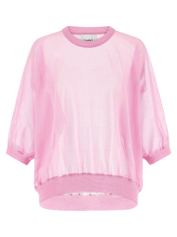 Nude Semi-sheer Cotton Sweater