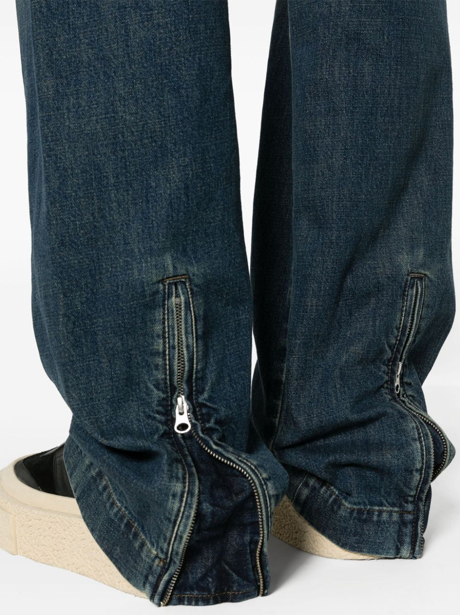 MM6 Maison Margiela Straight Denim Jeans For Men Navy Indigo Mid Rise Wide Leg Comfort