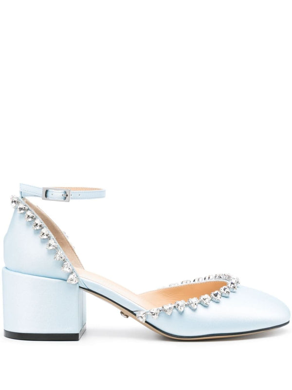Mach & Mach PRE Mach & Mach Audrey Satin Crystal Embellished Pumps