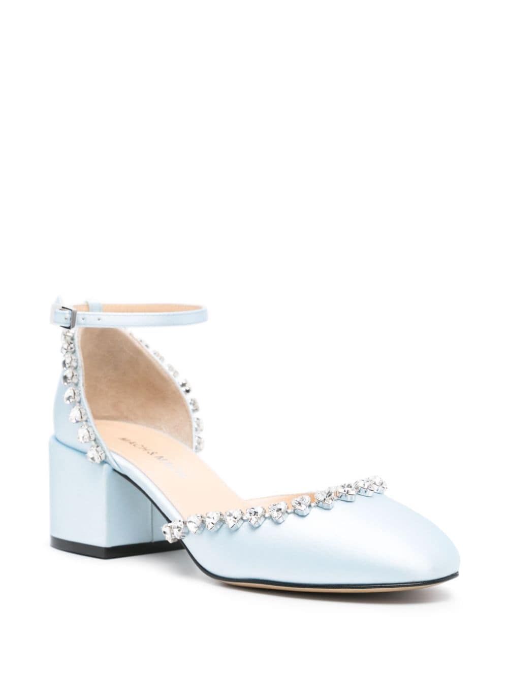Mach & Mach PRE Mach & Mach Audrey Satin Crystal Embellished Pumps