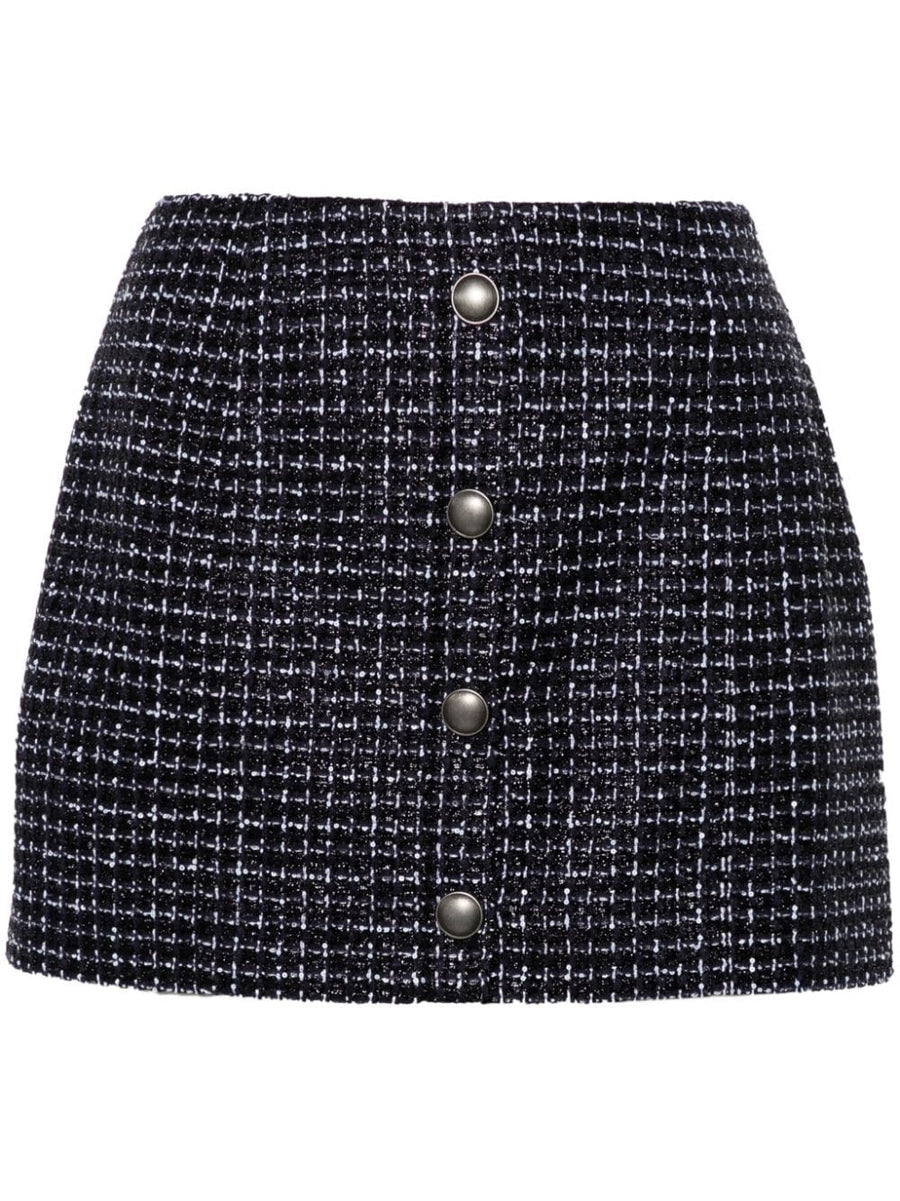 Alessandra Rich Sequin Checked Tweed Mini Skirt Navy For Women Evening To Daywear Sparkle