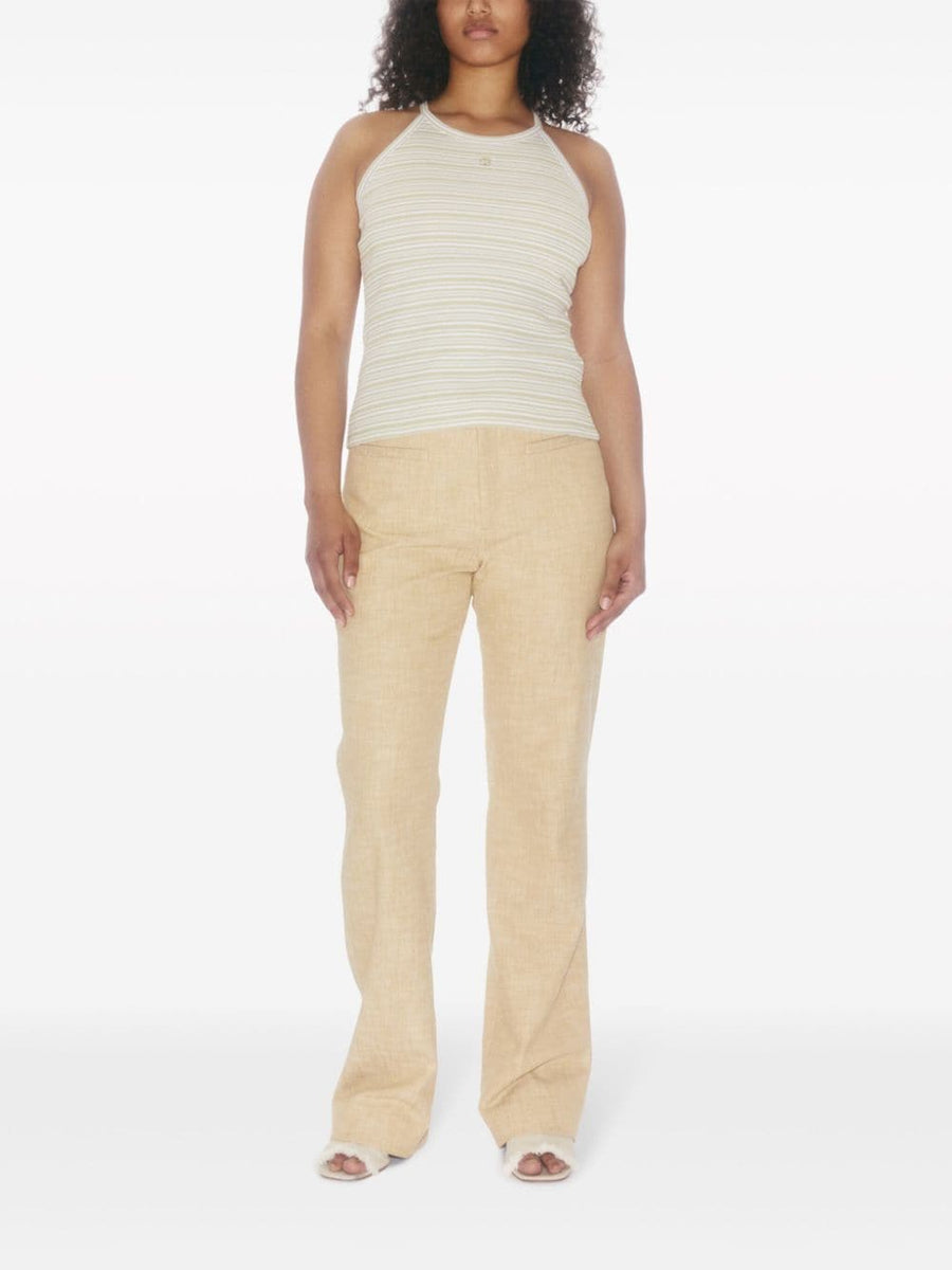 Filippa K Conscious Striped Tank Top For Women Halterneck Racerback Organic Cotton Beige