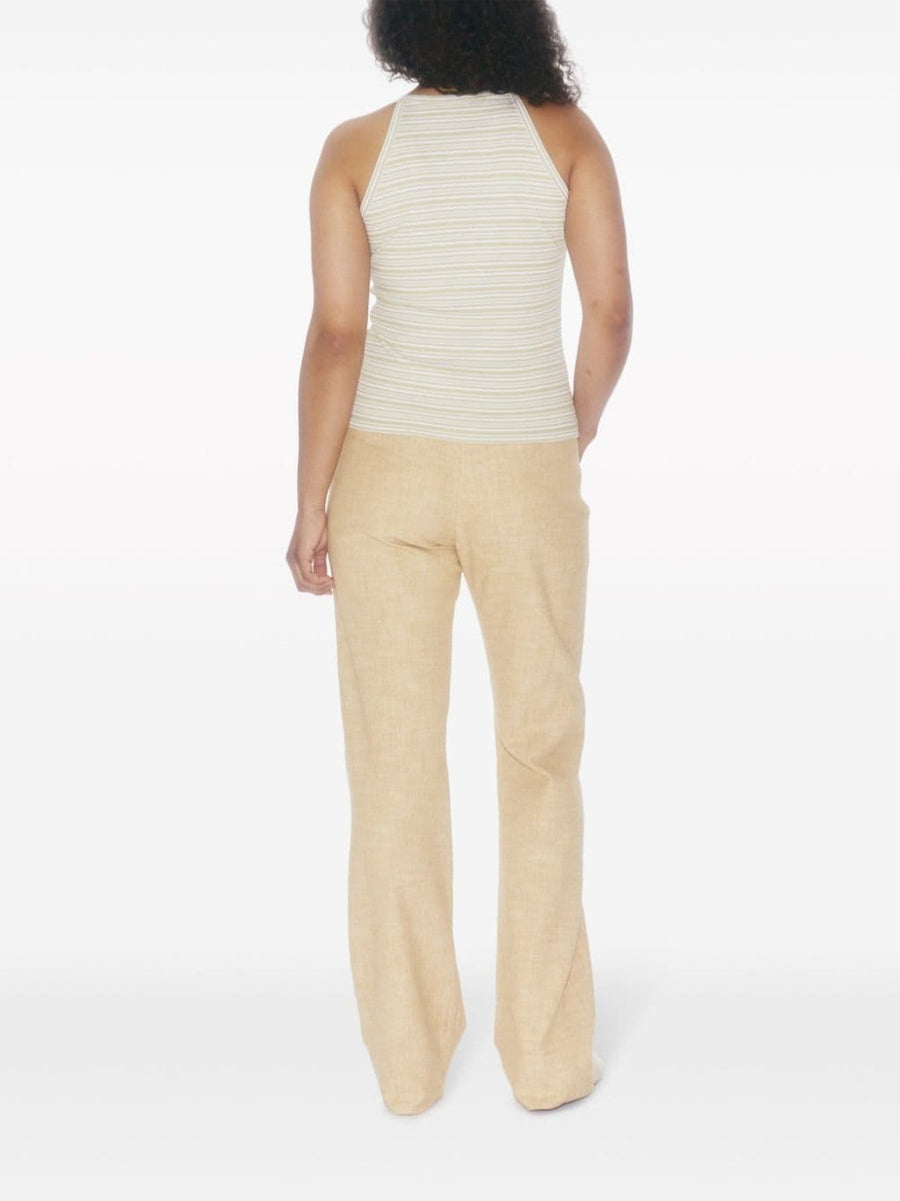 Filippa K Conscious Striped Tank Top For Women Halterneck Racerback Organic Cotton Beige