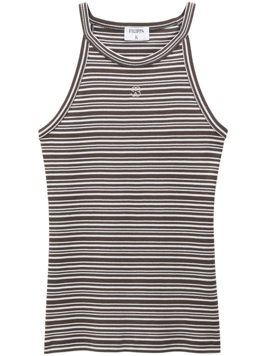 Filippa K Conscious Striped Tank Top For Women Organic Cotton Two Tone Fine Rib Everyday Essential