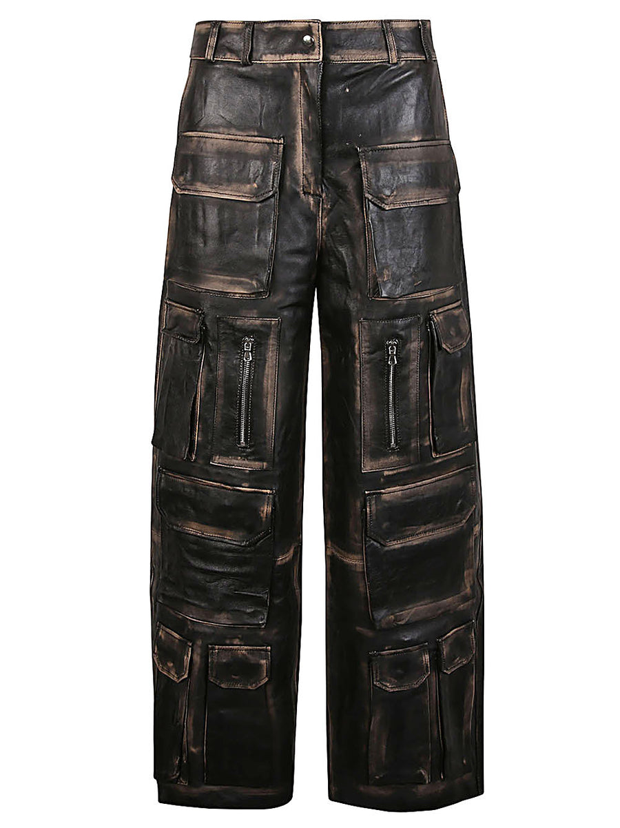 Fermas.Club Premium Leather Cargo Trousers For Women With Silk Lining And Cargo Pockets