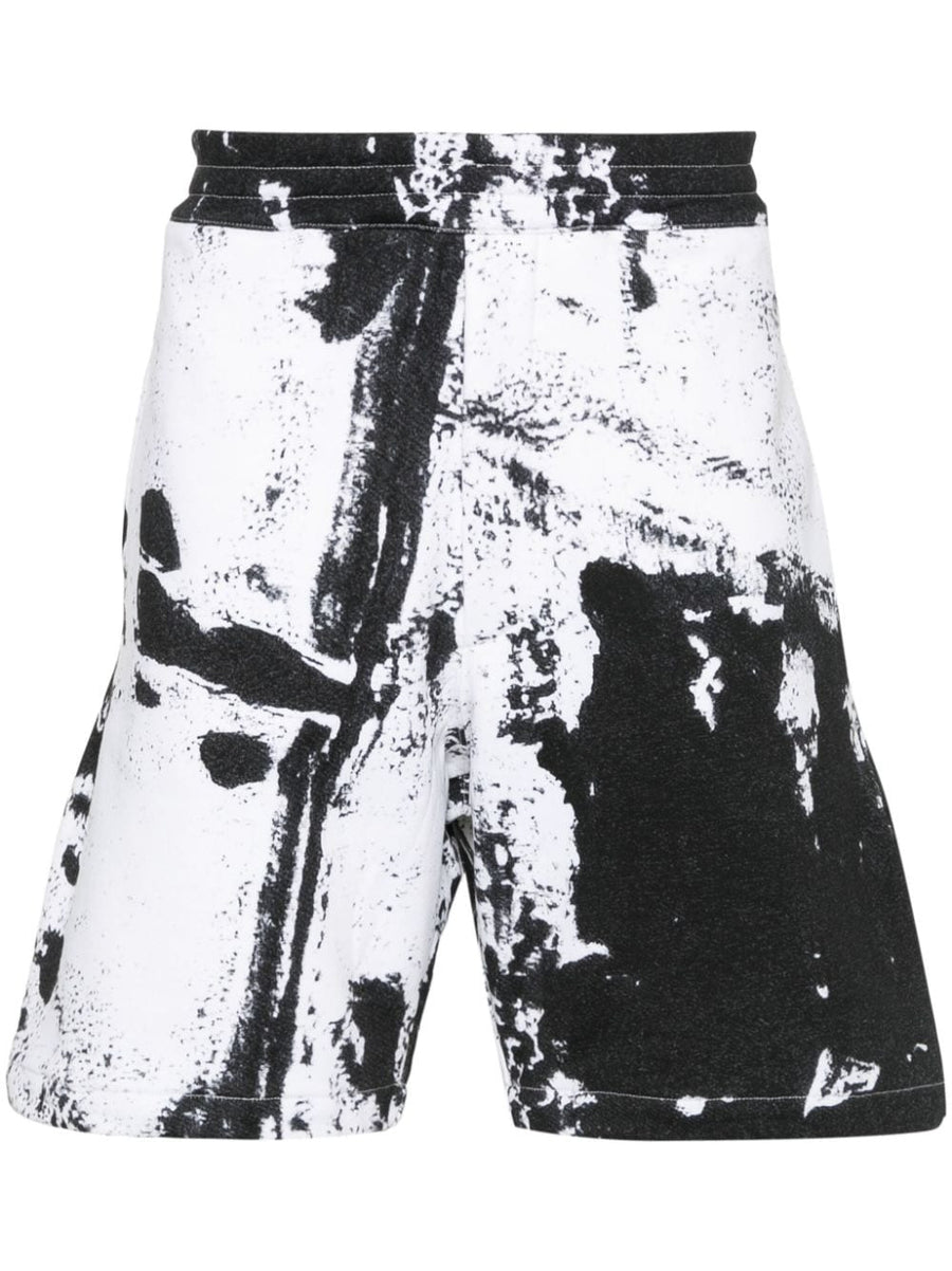 Alexander McQueen Paint Splatter Cotton Shorts For Men Luxury Streetwear Comfort