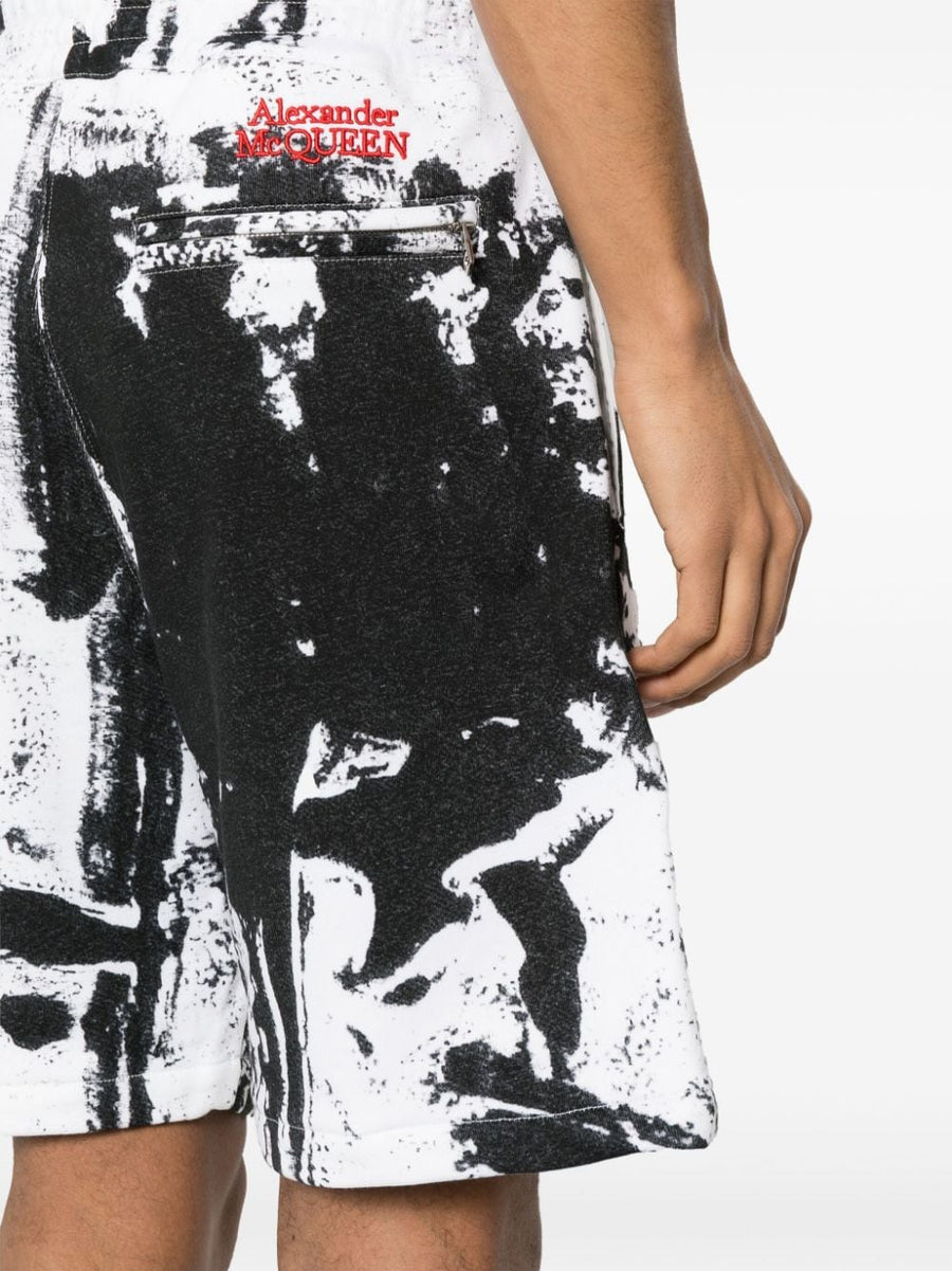 Alexander McQueen Paint Splatter Cotton Shorts For Men Luxury Streetwear Comfort