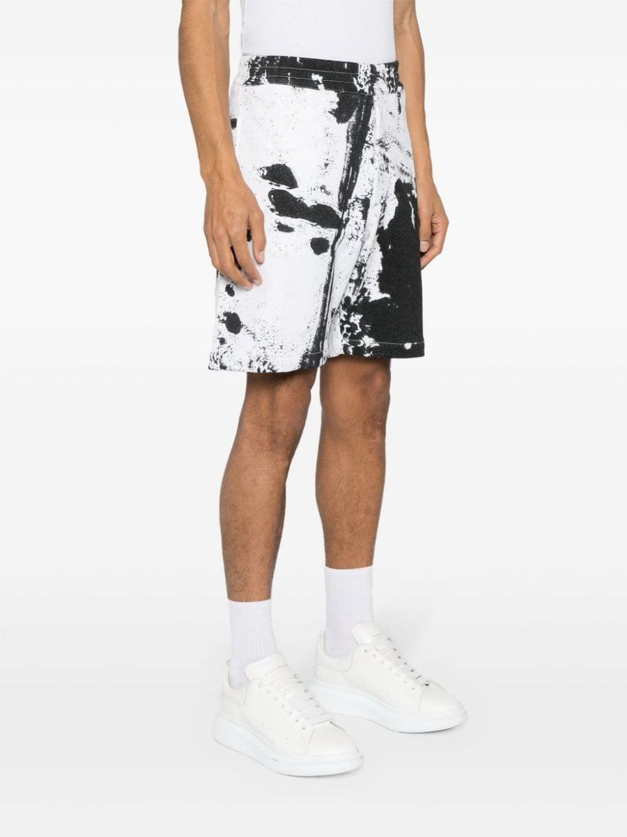 Alexander McQueen Paint Splatter Cotton Shorts For Men Luxury Streetwear Comfort