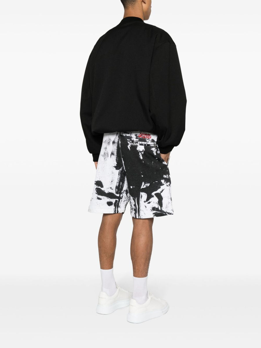 Alexander McQueen Paint Splatter Cotton Shorts For Men Luxury Streetwear Comfort