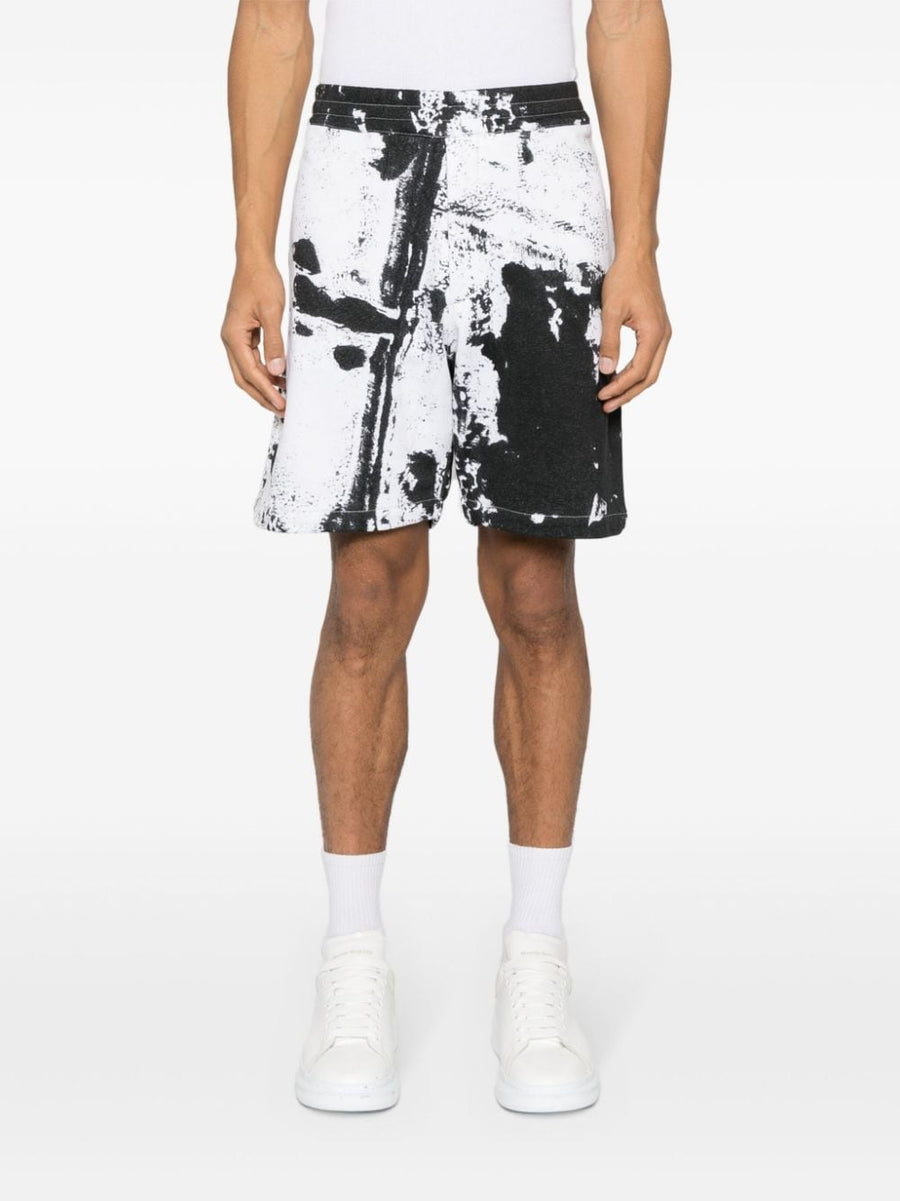 Alexander McQueen Paint Splatter Cotton Shorts For Men Luxury Streetwear Comfort