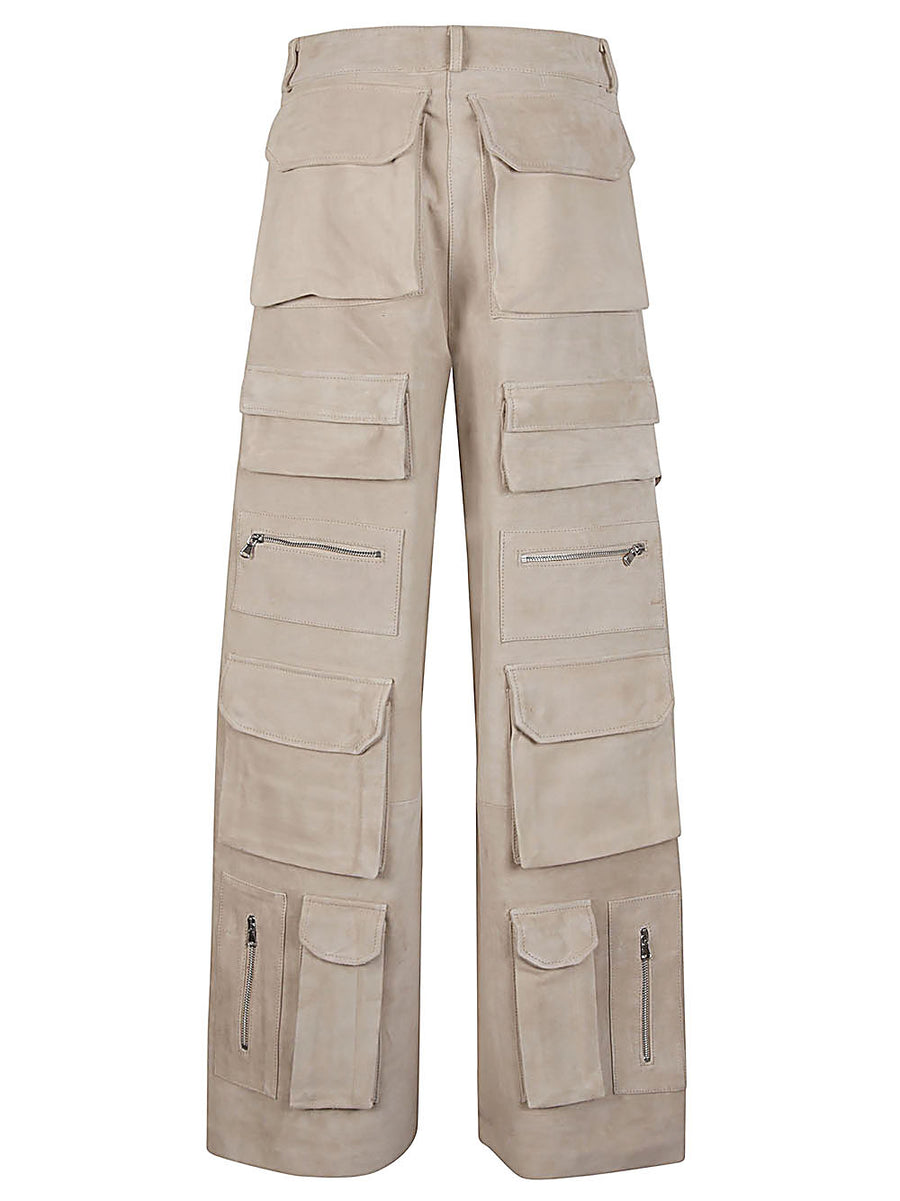 Fermas.Club Beige Suede Cargo Trousers For Women With Cargo Detailing And Secure Zip Closure