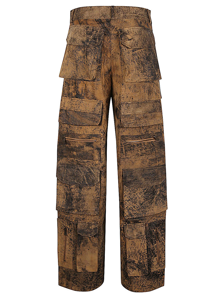 Fermas.Club Leather Cargo Trousers For Women Camouflage Leather With Silk Lining Premium Versatile