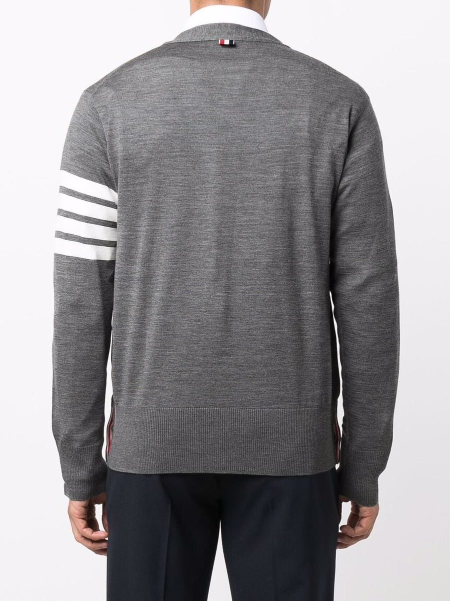 Thom Browne 4Bar Merino Cardigan For Men Premium Luxury Knit With Front Button Details