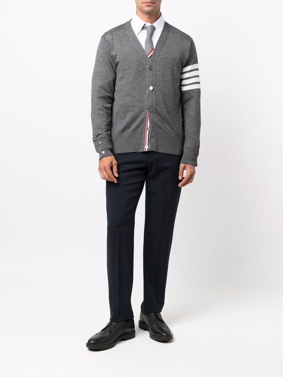 Thom Browne 4Bar Merino Cardigan For Men Premium Luxury Knit With Front Button Details