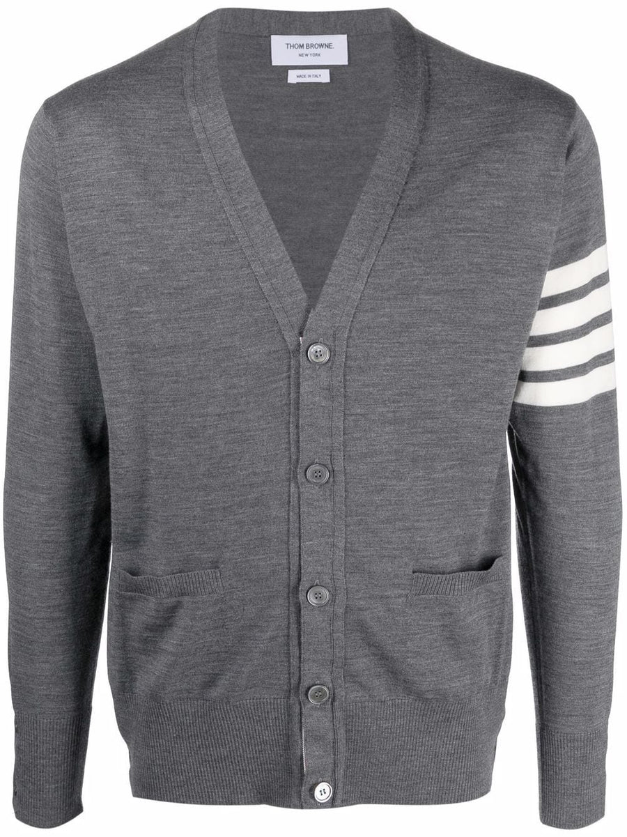 Thom Browne 4Bar Merino Cardigan For Men Premium Luxury Knit With Front Button Details