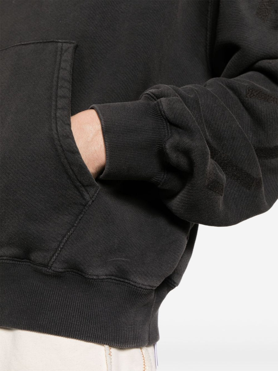 Off White S Matthew Hoodie Black Premium Cotton With Front Logo Stamp For Men Streetwear Essential